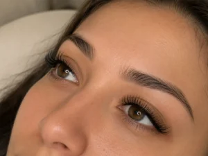 Visage avec sourcils dessinés et structurés